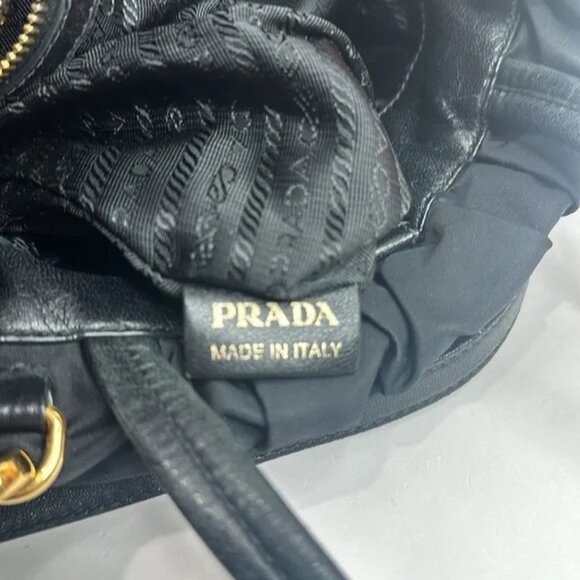 PREOWNED PRADA Vintage Nylon 2-way Bag with Side Ribbon in Black - Picture 13 of 14